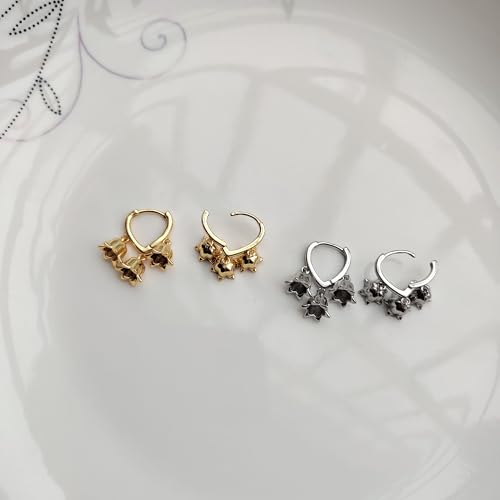 Dainty Huggie Heart Small Gold Hoop Earrings for Women Teen Lily of the Valley Earrings Flower Dangle Cute Trendy Aesthetic3