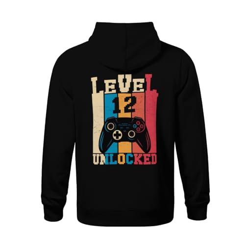 Kids Level 12 Unlocked Funny Video Gamer 12th Birthday Gift Boys Girls Lightweight Kangaroo Pocket Fleece Hoodies3