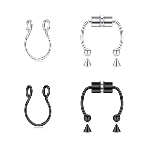 Briana Williams Fake Septum Piercing Fake Septum Ring Faux Septum Nose Rings Fake Septum Nose Ring Clip On Septum Nose Ring Faux Septum Piercing for Women Fake Septum Hoop Fake Septum Jewelry Cover