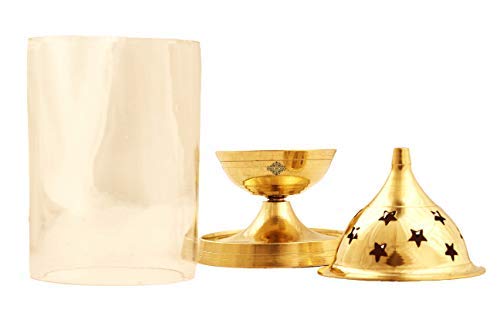 Lampe à Huile Décorative En Laiton Doré Akhand Jyoti - Forme Lotus, Pour Puja, Décoration Temple Ou Maison