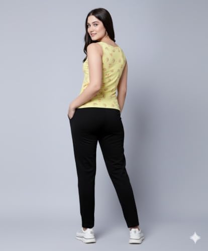 Image of DIAZ Women's Tank Top and Lower Set for Women | Stylish Cotton Co-Ord Set | Sleeveless Top & Jogger Lower for Women |Comfortable Stretchable Fabric 2-Piece Combo Set|women co ord set