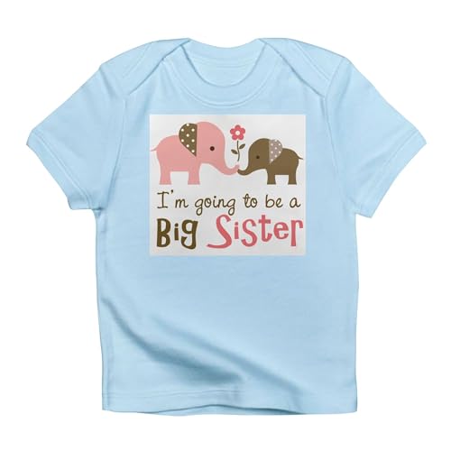 CafePress Big Sister to Be Mod Elephant Infant T Shirt Short Sleeve Baby Graphic T-Shirt Sky Blue