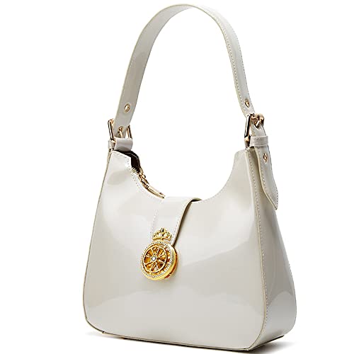 Image of ZiMing Glossy Patent Leather Handbags Purse for Women Vintage Hobo Bag Shoulder Bag Ladies Small Tote Bag for Party Wedding