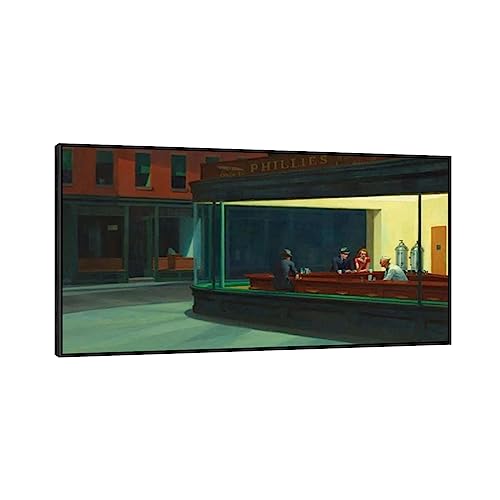 GJRYHXT Wandbilder Gerahmte Gemälde von Edward Hopper: Nachtschwärmer. Berühmte