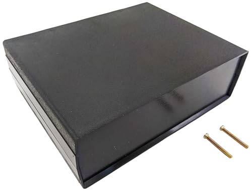 Black Project Box Enclosure with Removable Slats - Includes Lid and Screws, 7.9' x 6.3' x 2.5' by Electronix Express