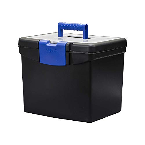 Storex File Box With Xl Lid Storage Case, 11"X13.3"X10.9", Black, Blue #TOP1