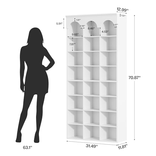 Image of Tribesigns Shoe Storage Cabinet Set of 2, 70.87 inch Tall Shoe Cabinet with 24 Cubbies, Freestanding Shoes Rack Organizer for Entryway, Closet, Living Room, 9.65 inch Widened Cell, White