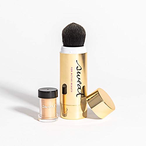 Sweat Cosmetics Gleam On Illuminator. Water + Sweat Resistant Vegan & Cruelty-Free Mineral Shimmer and Highlighter Makeup Brush with SPF 25 Protection
