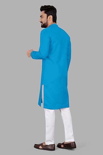 Image of Men's Cotton Full Sleeve Regular Fit Solid Kurta