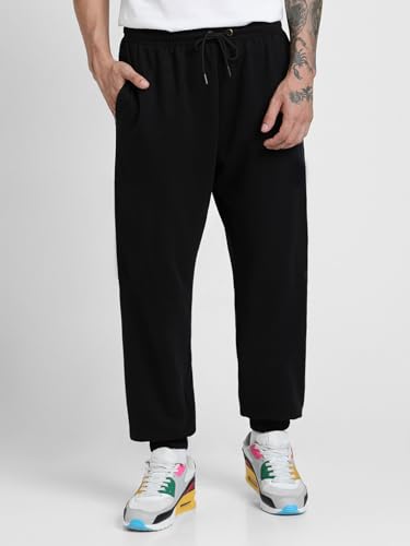 Image of Veirdo 100% Pure Cotton Regular Fit Mid Rise 2 Pocket Trackpants for Men (Available in Black, Brown, Navy, Olive, Eiffel Tower Colors)