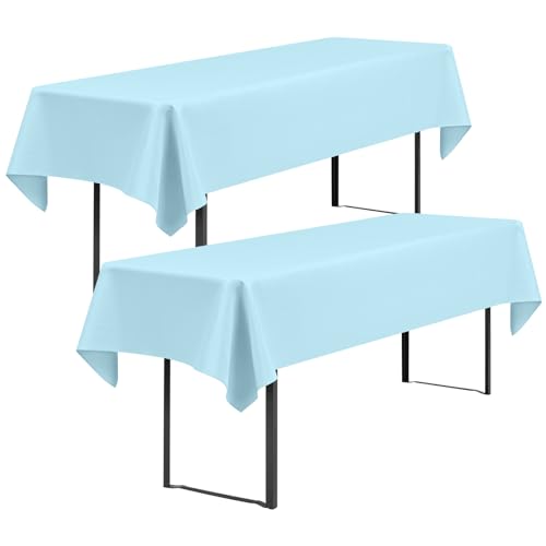 Showgeous 2 Stück Biertisch Tischdecke universal für 50cm u.70cm Biertische Hussen für Biertisch Biertischhussen Biertisch-Husse Bierzeltgarnitur Rechteckige Tischdecken Waschbar 100x250cm(Babyblau)