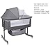ehozirta 3 in 1 Baby Crib, Baby Cradle, Toddler Bassinet, Infant Cot, Travel Cot, with Mattress and Changing Table, Folding, Adjustable, Rocking, Portable Crib(American Grey)