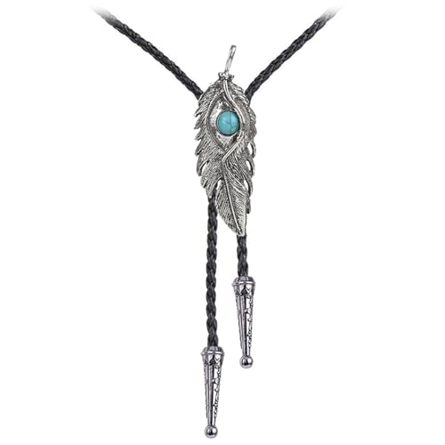 Image of Cowboy Bolo Tie for Men, Vintage Cow Skull Bolo Tie Necklace Native American Necktie for Men Women