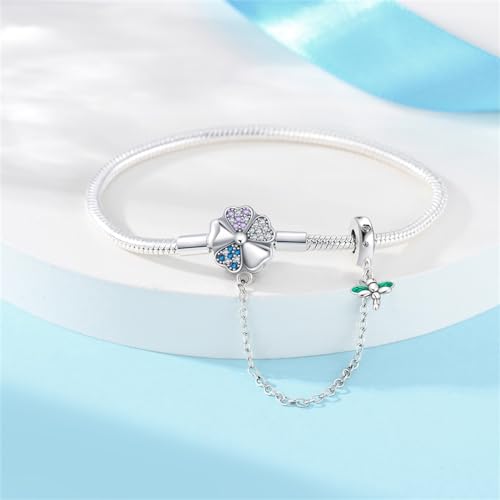 Image of 925 Sterling Silver Snake Chain Bracelets Fit Pandora Charms,Heart Clasp Bracelets Perfect For Any Glamour Gift for Women with 5 A Cubic Zirconia