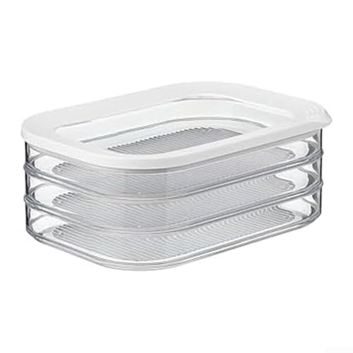 1 contenedor de almacenamiento de alimentos de 3 capas para carne, compartimentos apilados, tapa transparente para refrigerador, sellado hermético, contenedor de almacenamiento de alimentos, material