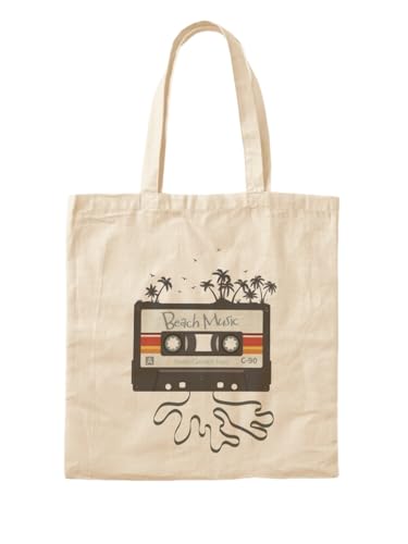 Sac fourre-tout de plage au style cassette de musique des années 80 pour l'été