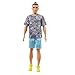 Barbie Fashionistas Ken Fashion Doll #204 with Brown Hair in Man Bun Wearing Paisley Tee & Shorts with Yellow Sneakers