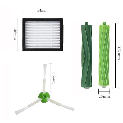 Image of Replacement Parts Compatible with iRobot Roomba I, E & J Series i7 i7+ i2 i3 i3+ i4 i4+ i6 i6+ i8 i8+ /Plus j6+ j7, 1 Set of Multi-Surface Rubber Brushes, 6 HEPA Filters, 6 Side Brushes