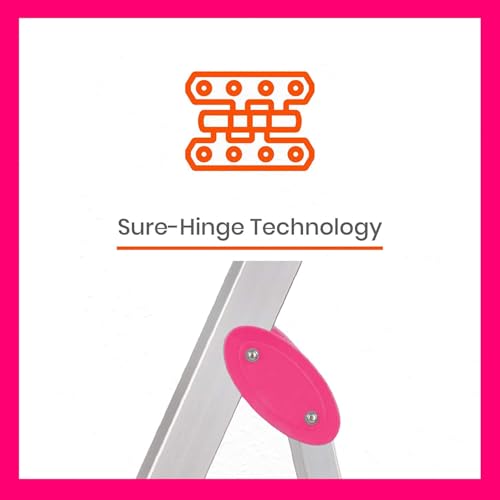 Image of Casa Copenhagen Designed in Denmark, 5-Step Foldable Aluminium Ladder Laser Cut with Super Advance Sure-Hinge Technology,7 Years Warranty - Silver