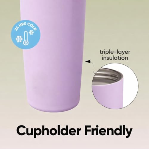 Image of FreeSip Gym Water Bottle 30oz with Built-in Straw & Chug Spout, Leak Proof Lock Lid, Carry Handle Travel Bottle for Fitness Workout Training Sports and Car Cup Holder (Light Lavender, 900 ml)