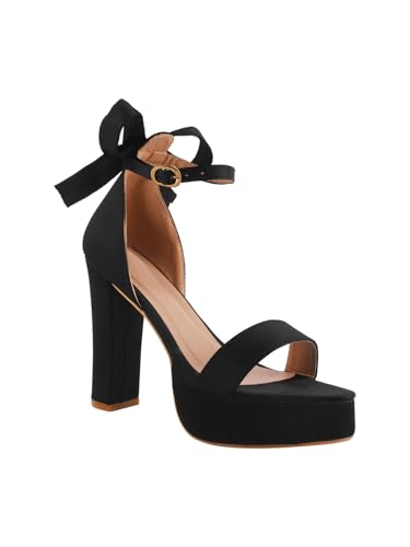 Image of SilverArrow womens Knotco Fashion Sandals|Block Heel Sandals With AnkLe Buckle Strap|Fusion Wear