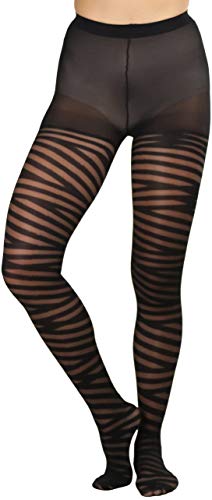 Image of ToBeInStyle Women's Strappy Zig Zag Lace Up Bandage Print Fashion Goth Tights