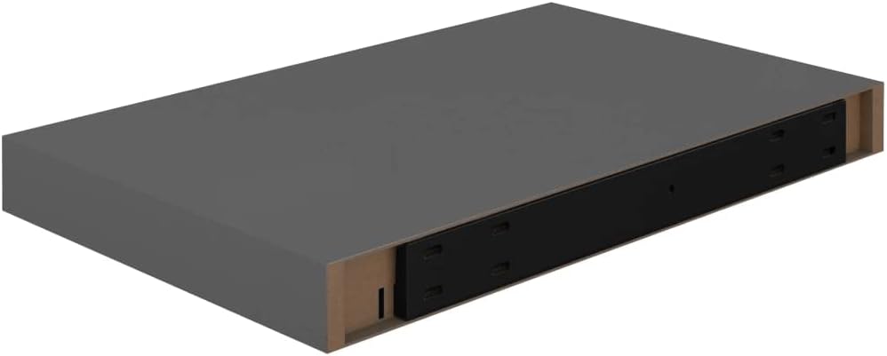 Floating Shelf Wall Bracket, Storage Shelf for Bedroom, Living Room, Bathroom, Kitchen, Office, Wall Shelves, Pack of 2, High-Gloss Grey, 40 x 23 x 3.8 cm, MDF