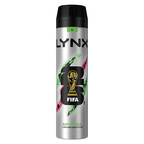 Lynx Limited Edition FIFA Africa XL Anti-Perspirant Aerosol mens deodorant spray with a squeezed mandarin & sandalwood fragrance for 72h protection 250 ml packaging may vary
