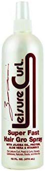 Leisure Curl Super Fast Hair Gro 16 fl oz, Leave-In Spray With Jojoba Oil, Aloe Vera & Vitamin E for Anti-Breakage Natural Healing | Good for All Hair Types Men Women 178R