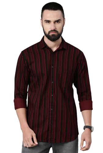 Image of Majestic Man Men's Standard Slim Fit Striped Pure Cotton Casual Shirt