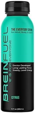 BREINFUEL Cerebral Beverage - Focus Drink - Citrus - Natural Nootropic Clean Energy Drink - Healthy Drink for Brain Fuel, Mental Focus, Pre-Workout - 12 oz Bottles - 12 Pack