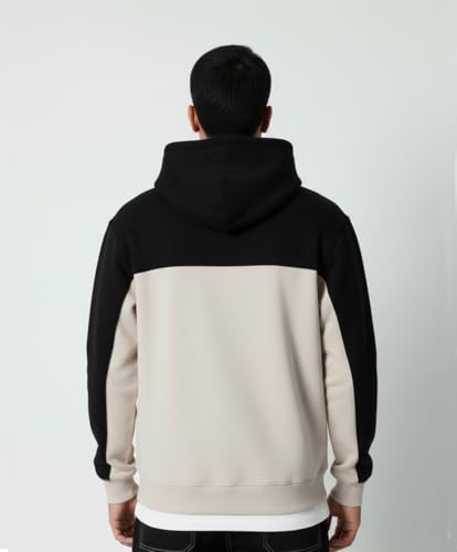 Image of FUNKY MONKEY Men's Color Block Hoodie Sweatshirt with Kangaroo Pocket | Cotton Blend Pullover Hooded Sweatshirt | Casual Streetwear Winter Hoodie for Men