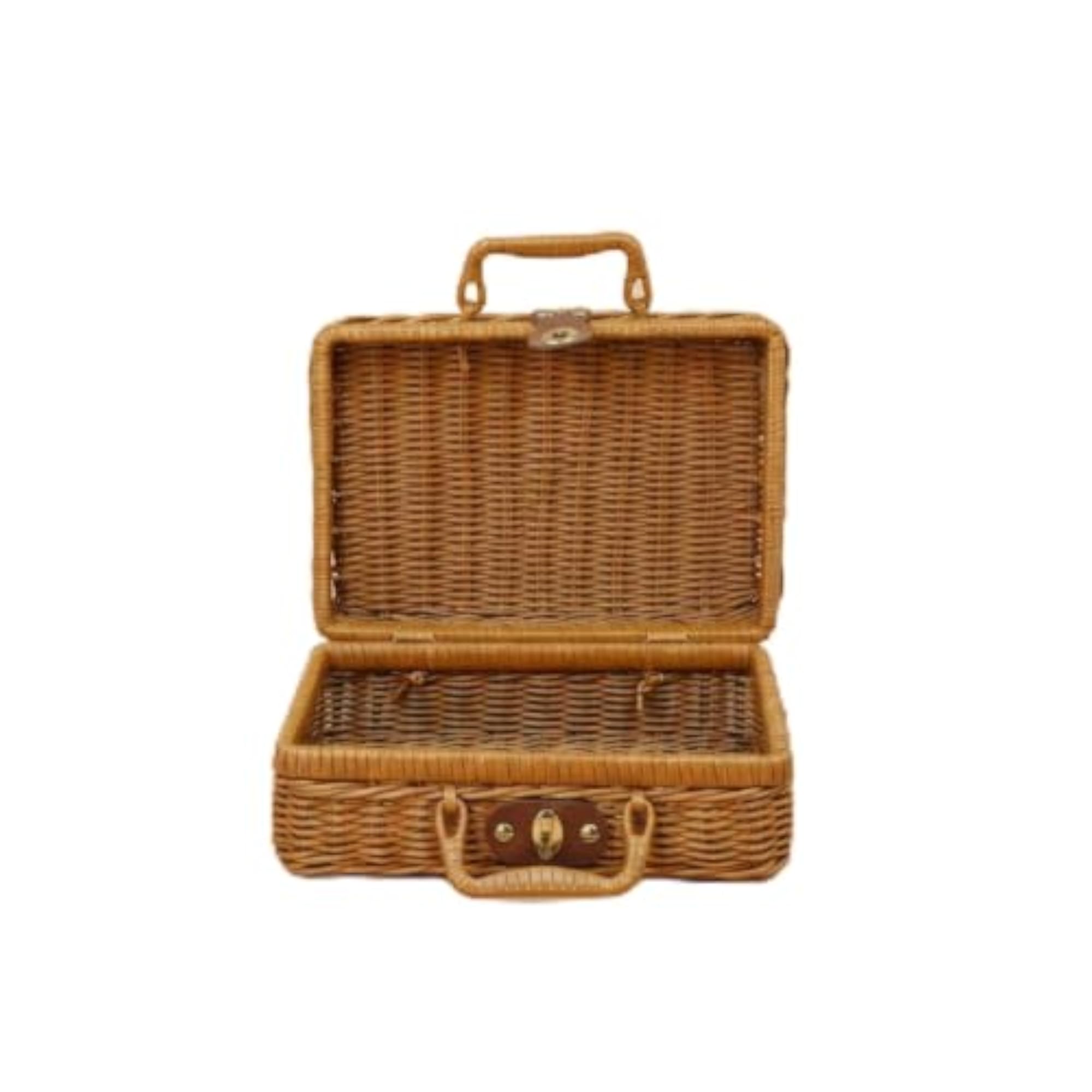 Handmade Rattan Suitcase Portable Wicker Box for Gifts