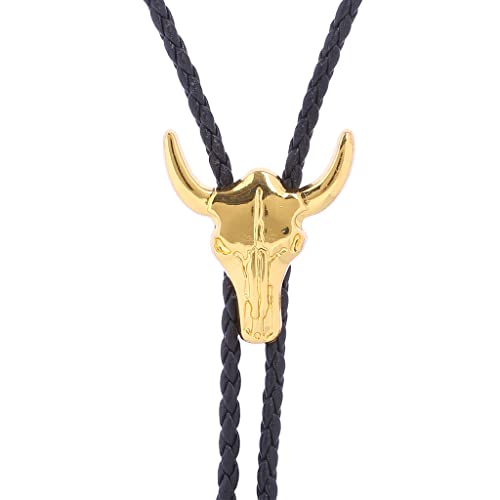 Image of HUABOLA CALYN Native American Bolo tie Rodeo Cowboy Leather Necktie Western Bolo ties for Men Women Necktie for Concert Fans
