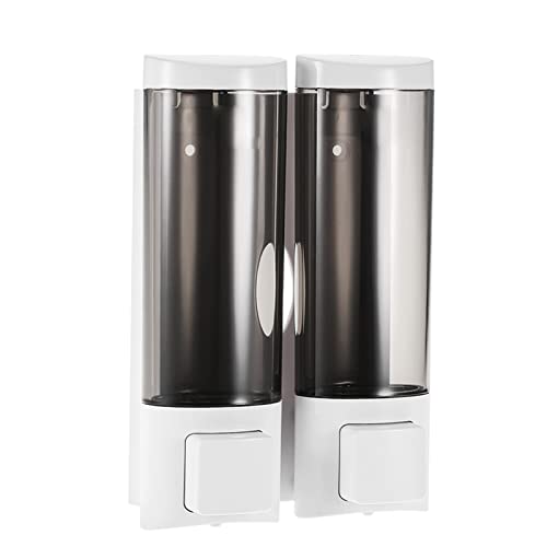 Irishom Soap Dispenser Wall Mount, Double Liquid Shampoo Shower Gel Dispenser Hand Cleanser Washroom Lotion Dispenser for Bathroom Restroom Hotel 200mlx2