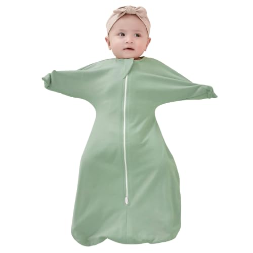 Image of ZIGJOY Swaddle Sleep Sack 3-6 Months, 1.0 Tog Cotton Baby Swaddle Blanket | 100% Cotton - Soft & Breathable & Non-shrink, 2-way Zipper for Easy Diaper Changes, Long Sleeves Allow Self-soothing
