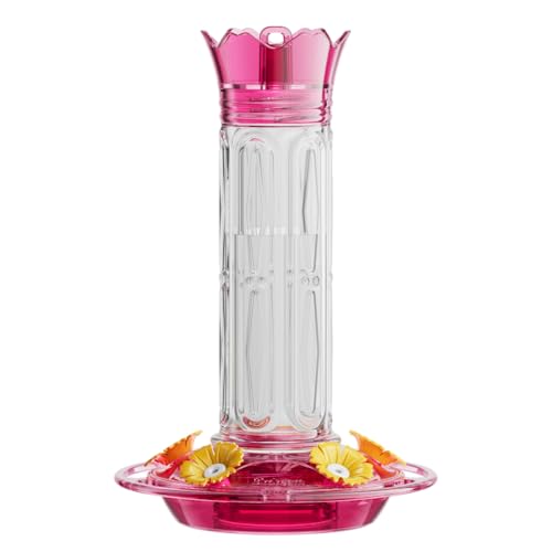Birdream Hummingbird Feeders for Outdoors Hanging, Plastic Bird Nectar Feeder with 5 Bee Guard Feeding Ports & Cleaning Brush, Leak Proof, Built-in Ant Moat, Pink