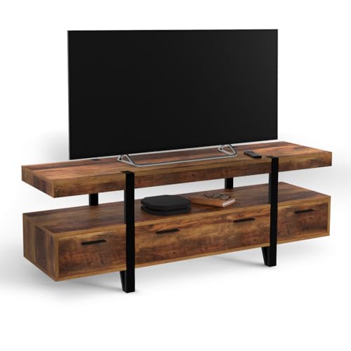 IDMarket - Meuble TV 140 cm Austria avec tiroirs Bois Pieds épingle