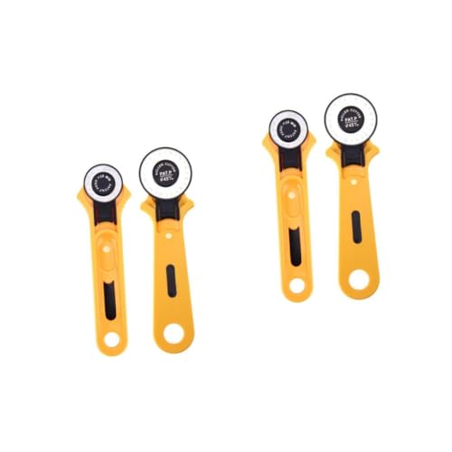 LALAFINA 2sets Leather Cutting Round Tool 28mm 45mm Manual Wheel Cutter Tungsten Steel Blades Safety Guard Soft-grip Handle for Quilting Sewing 2pcs*2