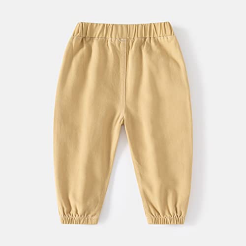 Toddler Boys Cargo Pants Active Jogger Pants Kids Solid Color Elastic Waist Trousers with Pockets2
