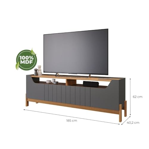 Rack para Tv 70 Polegadas Mdf Moema 4 Portas Grafite Nature
