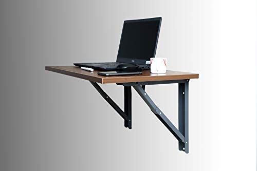Image of Compal Heavy Duty Foldable Table for Laptop /Study /Dining /Microwave /Storage /Adults & Kids Study & Multipurpose Utility Engineered Wood Study Table (16x24 Inch Walnut Wall Mount Table)
