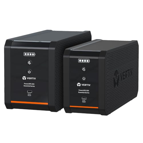 Image of Vertiv Liebert PowerUPS 200 Essential, PSA6E-800LVT, Line Interactive UPS 800VA /450W, Battery Backup & Surge Protector, AVR, 4 Outlets, USB C+A Charging, 3 Year Warranty