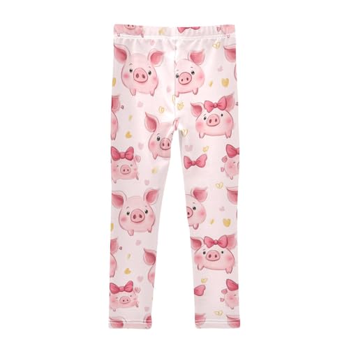 Cute Pigs Princess Girls' Leggings Toddler Doodles Beautiful Bow Kids Yoga Pants Dance Active Tights 4T2