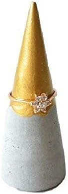 Concrete Ring Cone With Gold Paint Tip for Jewelry Storage and Organization