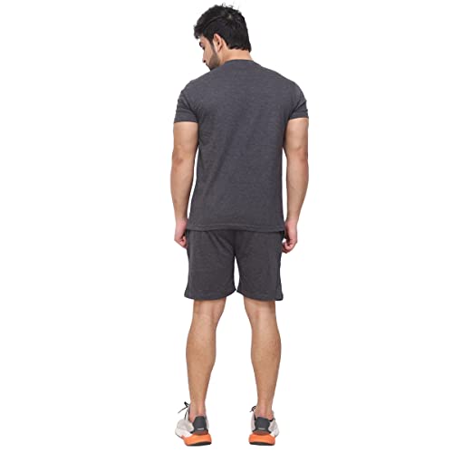 Image of D-GREEN Men's Basic Solid Cotton Round Neck Tracksuit for Athletics Jogging Gym and Sports