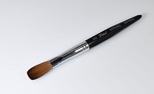 Six Angles - Black Handle Petal Kolinsky Acrylic Nail Brush for Manicure Powder (CRIMPED) - (Size #22)