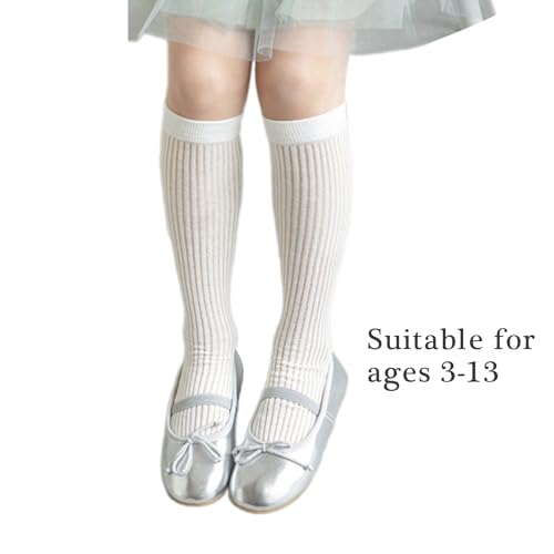 Knee Length Cotton Socks for Girls Soft Breathable Daily Wear Socks Breathable Design Comfortable for Kids 3-13 Years3