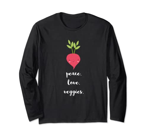 Peace Love Veggies, Funny Vegan Tee for Animal Lovers Long Sleeve T-Shirt