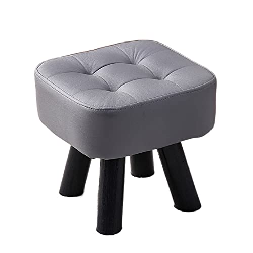 YFZNWHX Reposapiés Cuadrado con Patas De Madera para Muebles, Taburete Pequeño para Niños Y Adultos, Reposapiés Puf para Sillas, Taburete Acolchado para Sillas (Color : Grey, Size : 26X28X28CM)